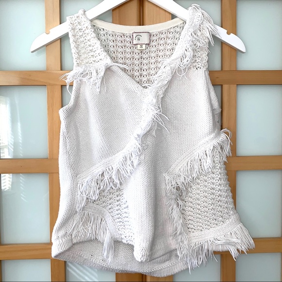 Anthropologie Tops - Anthropologie Knitted Crochet Sleeveless Sweater